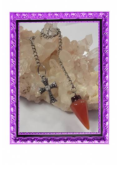Carnelian Plumbob Pendulum with Cross (pma22)